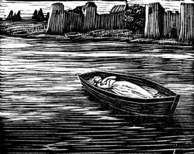 wood-engraving original print: The Boat for Cambridge Book of Poetry for Children